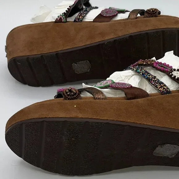 AZURA Claretha-BZM Italian  Purple Multi Beaded Sandals Women’s Size 10 Size 41 - Picture 11 of 15